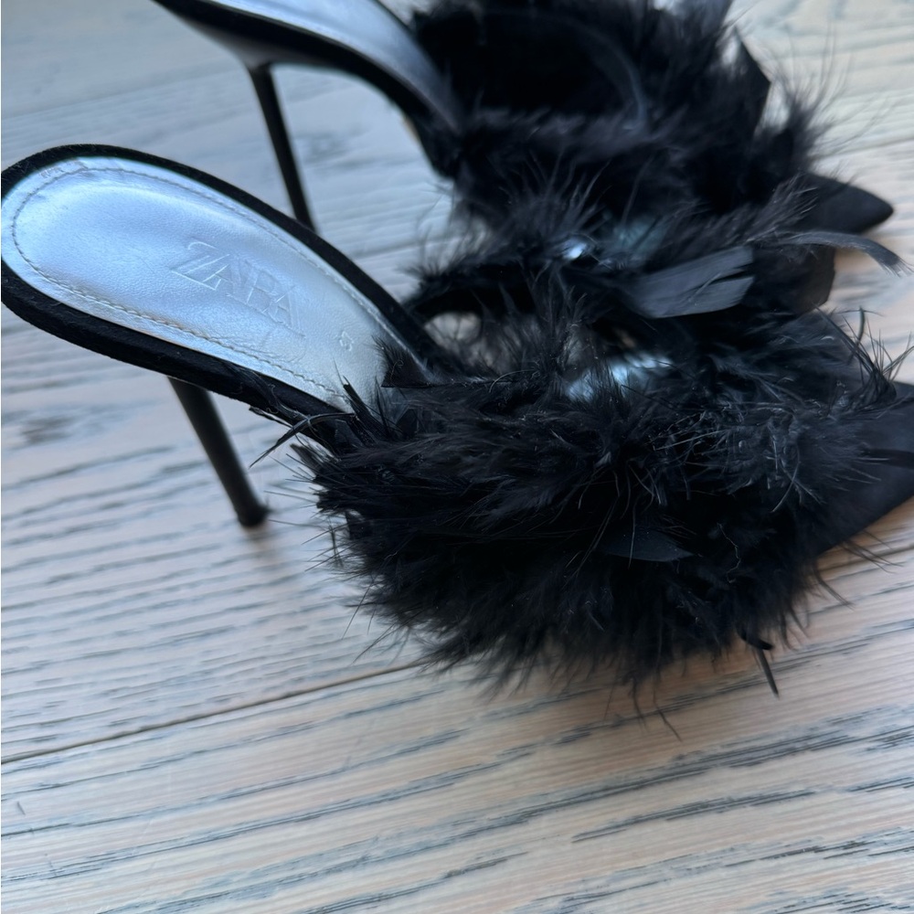 Zara Black Feather Heels - Picture 4 of 7